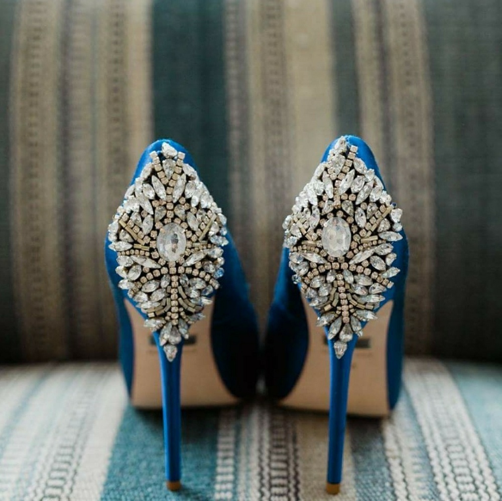 Badgley Mischka Kiara embellished peep toe pumps